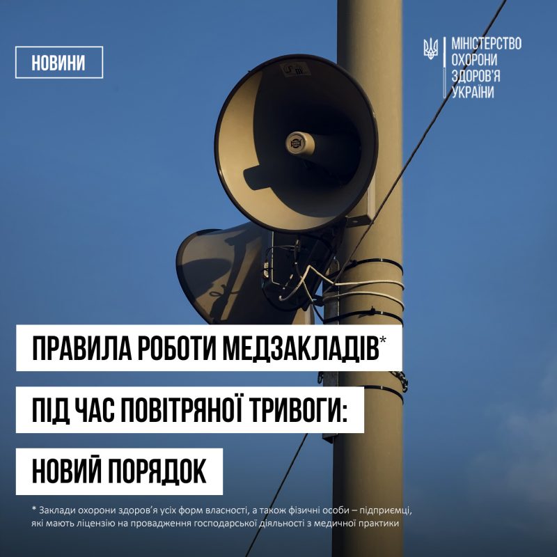 Робота закладів охорони здоров’я під час повітряної тривоги